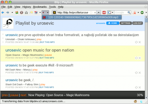 Video Download Helper + Blip.fm, izbor