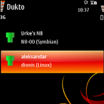 Dukto R4: glavni ekran na telefonu