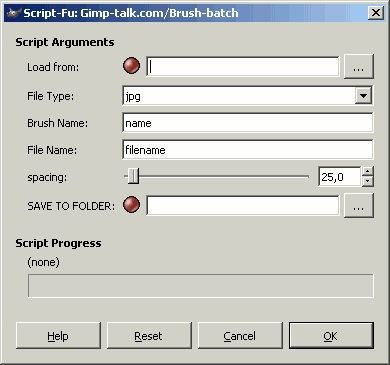 GIMP: Brush batch settings