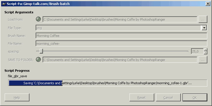 GIMP: Brush batch processing