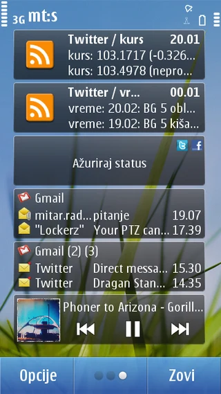 Nokia C7: виџети