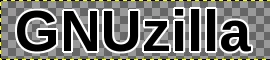 GIMP: текст GNUzilla са белом позадином широм за 2 px