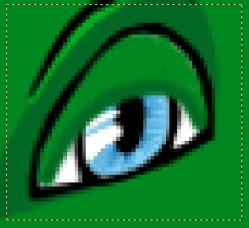 GIMP: зумирана слика ока GNUzilla маскоте