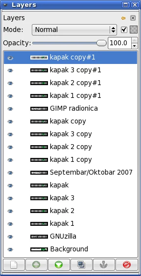 GIMP: припремљени слојеви за завршну фазу израде анимираног GIF-a