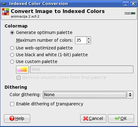 GIMP: Indexed Color Conversion