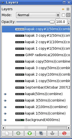 GIMP: оптимизовани слојеви спремни за извоз у анимирани GIF