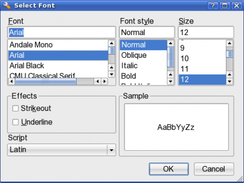 Options: GUI: General: Application font: Select font