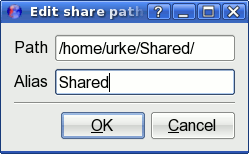 Options: Transfer: Edit share path