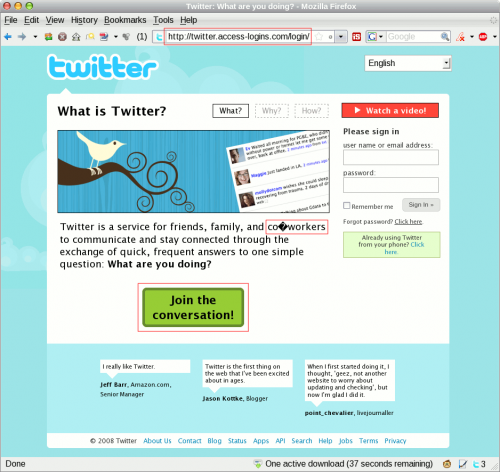 access.logins.com Twitter phishing