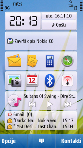 Nokia C6-00: главни екран са виџетима